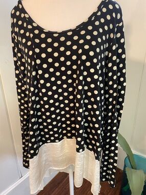 Anthropologie Black and White Polka Dot Long Sleeve Blouse